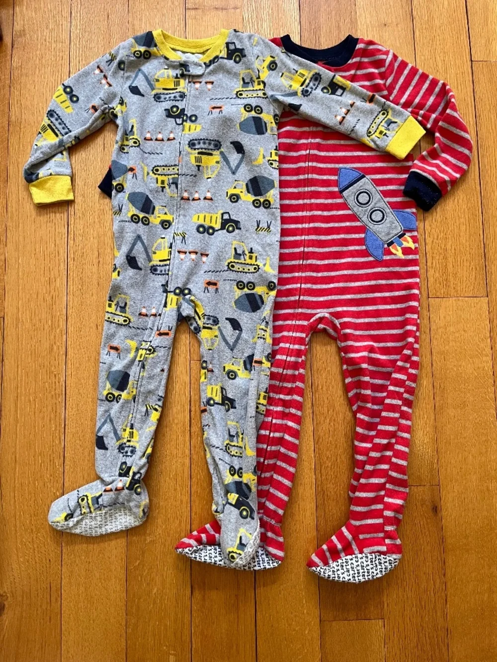 2 Carter's Toddler Fleece Footed Pajamas, Size 3T & 4T